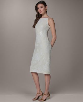 Women's Sleeveless Midi Dress with Lace Print