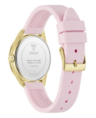 Women's Glitz Gold-Tone Stainless Steel Pink Silicone Watch, 34mm