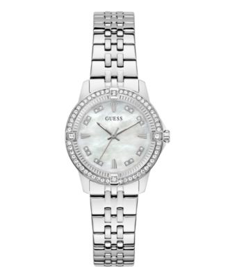 Women's Glitz Silver-Tone Stainless Steel Analog Watch, 32mm