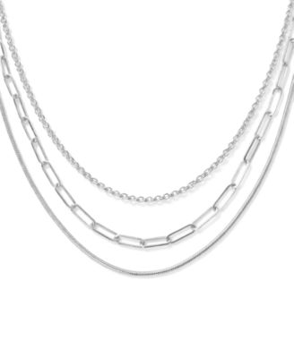 Triple Row 16" Chain Necklace in Silver Plate or Gold Plate