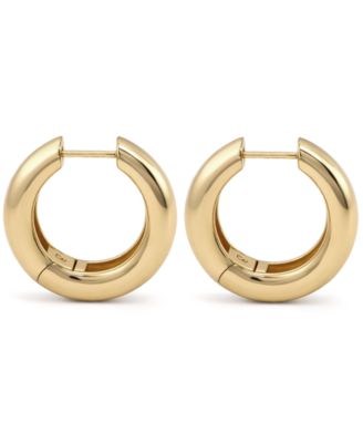 High Polished Thick Puff Hinge Hoop Earring, Gold Plate and Silver Plate