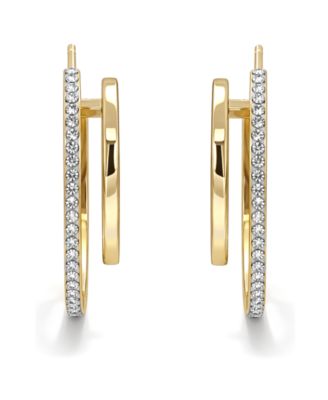 Crystal Double Row C-Hoop Post Earrings