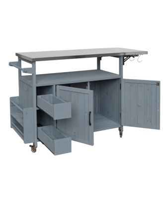  Farmhouse Rolling Outdoor Kitchen Cart Stainless Top