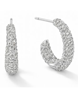 Pave Crystal C-Hoop Post Earrings