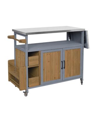 Farmhouse Rolling Outdoor Kitchen Cart Stainless Top