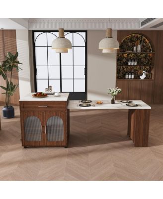 Expandable Kitchen Island Dining Table and Power Outlet
