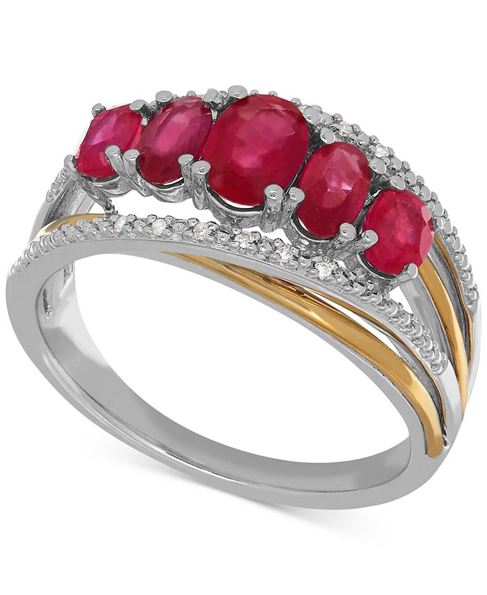 Macy's Ruby (1-3/4 ct. t.w.) and Diamond Accent Ring in Sterling Silver ...