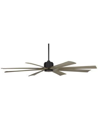 70" Defender Industrial Rustic Indoor Outdoor Ceiling Fan Remote Matte Black Weathered Oak Damp Rated Patio