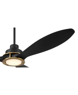 56" Veyron Modern Indoor Outdoor Ceiling Fan 3 Blade LED Light Remote Control Matte Black Finish Bedroom Damp Rated