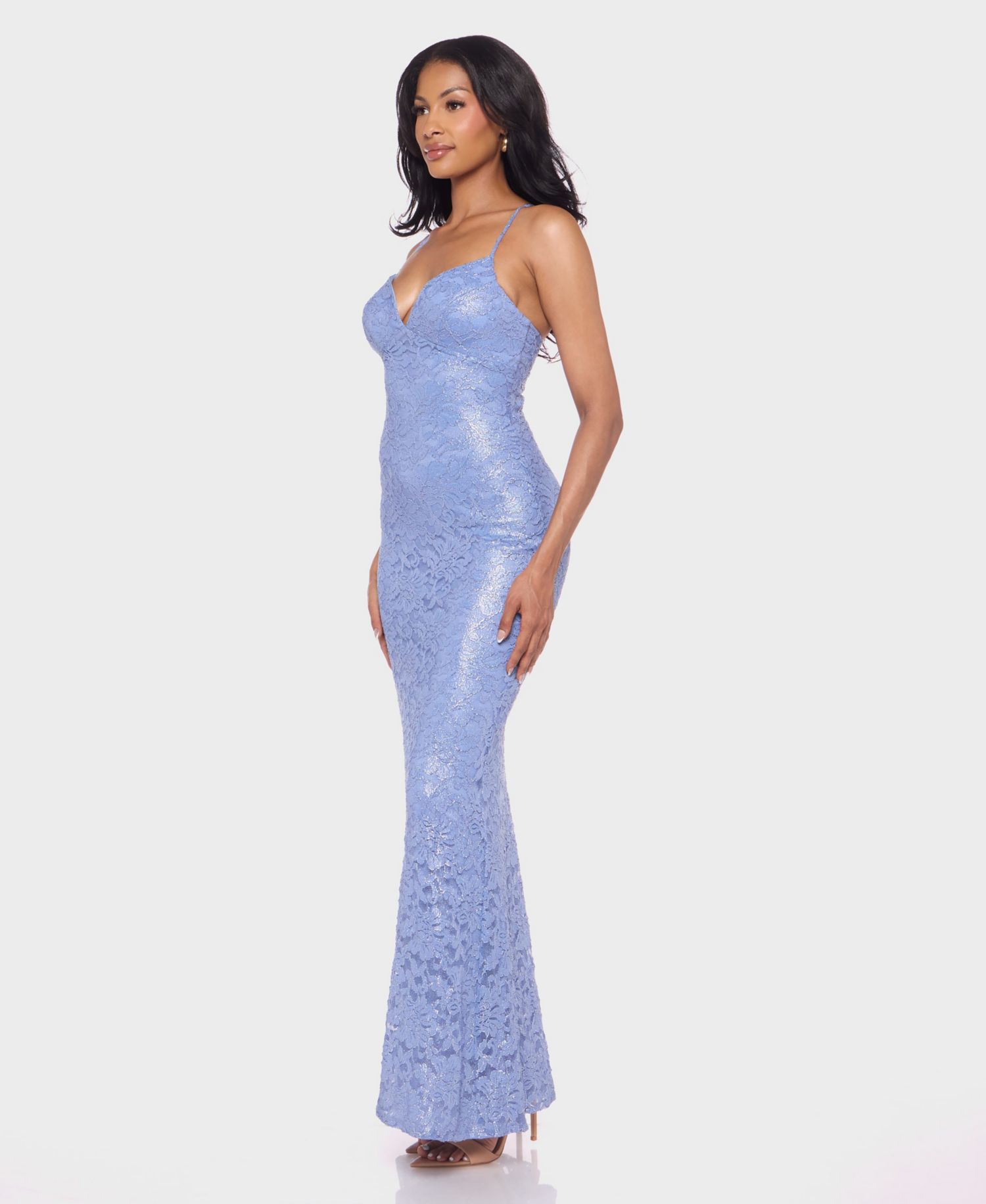 Juniors' Spaghetti Straps Sweetheart Neck Ball Gown