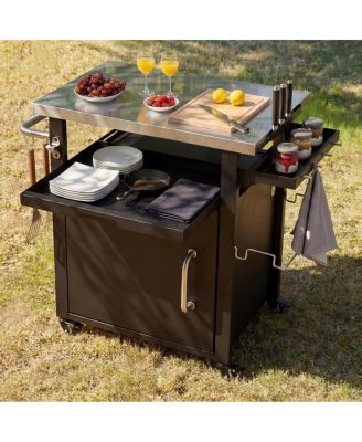  Outdoor Grill Cart Storage, Stainless Top, Wheels