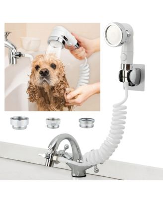 Sink Faucet Sprayer Attachment 3 Spray Modes Stop Water-saving Stretchable Hose Pet Hair Rinser