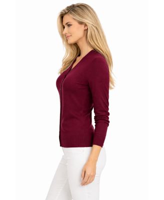 Women's Merino Wool Light Weight Cardigan Ultra Soft Fine Gauge V Neck Sweaters