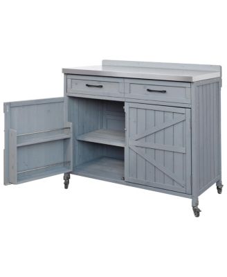  Outdoor Kitchen Island Stainless Top, Storage, Drawer, Wheels