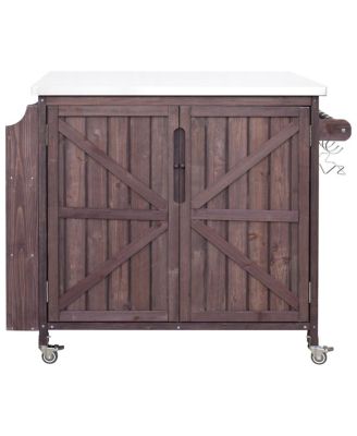  Outdoor Kitchen Island Side Shelf, Storage, SS Top, Wheels