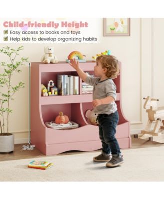 Toy Storage Organizer 4- Cubby Kids Bookcase for Toys and Books, 26.5" x 16" x 24.5"