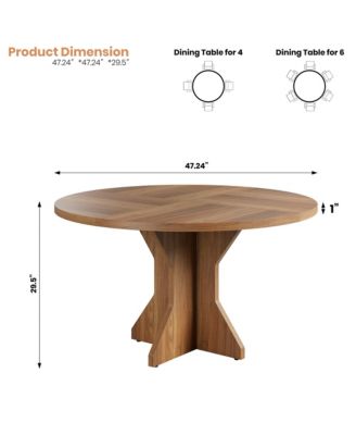 Space-Saving Modern Round Dining Table for 4-6, Sturdy Pedestal Base, Contemporary Furniture for Apartment, Living Room, Kitchen