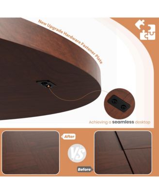 Space-Saving Modern Round Dining Table for 4-6, Sturdy Pedestal Base, Contemporary Furniture for Apartment, Living Room, Kitchen