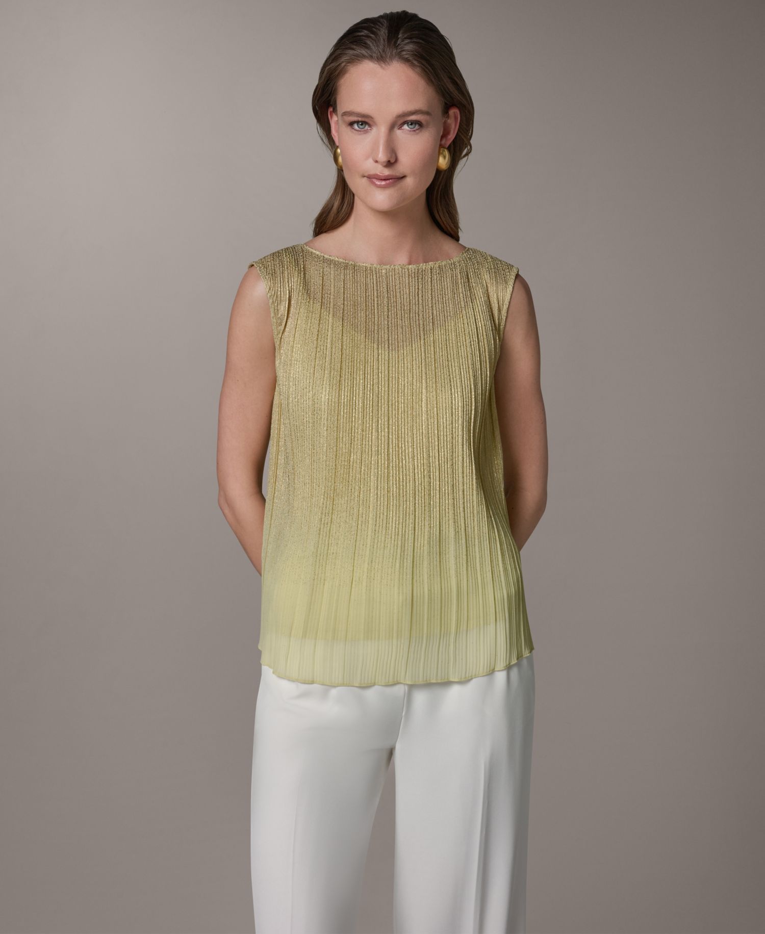 Petite Boat Neck Sleeveless Blouse
