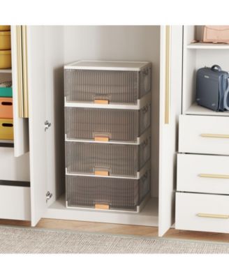 4-Cube Stackable Storage Bins with Detachable Wheels