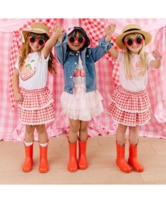 Little Girls Cherry Sequin Patch Denim Jacket