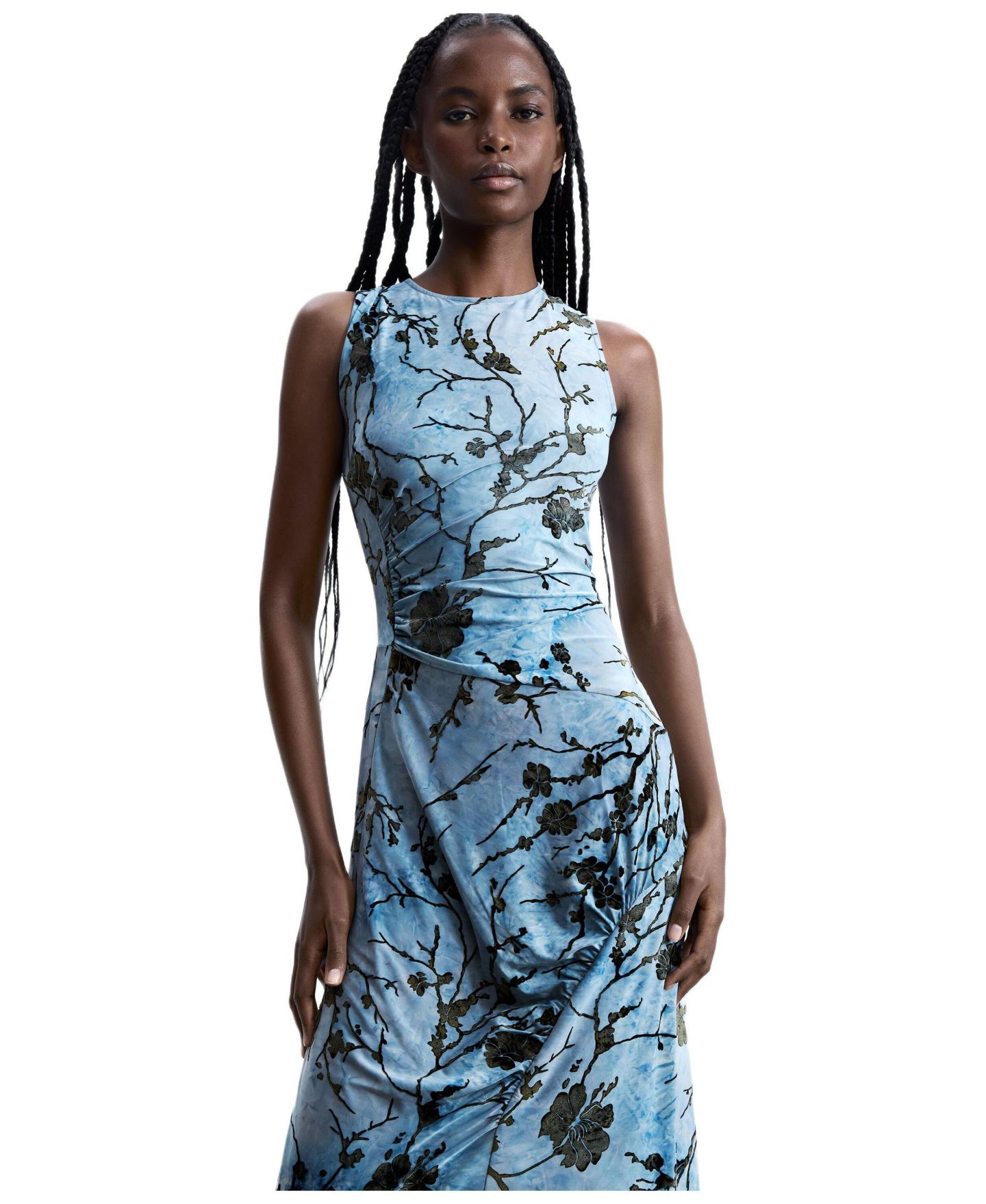 Женское платье Desigual Flocked midi, цвет: Яркий синий — фото 2