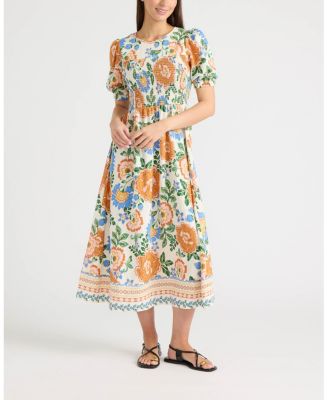 Women's Puff-Sleeve Midi Dress