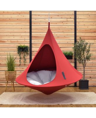 Double Cacoon Hanging Chair Indoor/Outdoor Polyester Canvas Hammock, Red