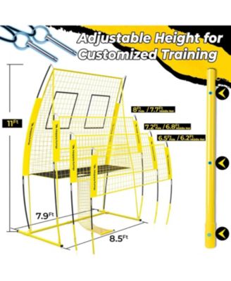8x11 FT Professional Adjustable Volleyball Training Equipment, 3 Height Levels (6.5-8 FT) Includes Volleyball for Indoor/Outdoor Training