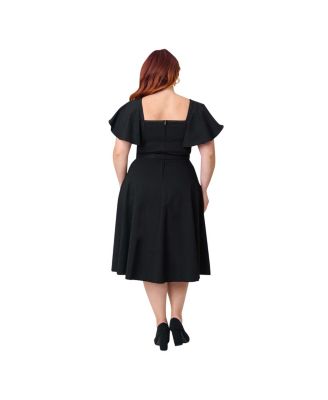 Plus Size Flutter Sleeve Swing Dress