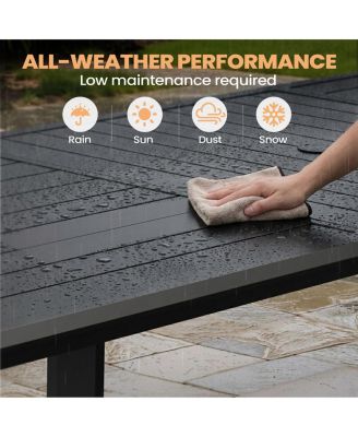 82.7in Outdoor Patio All-Weather Aluminum Dining Table with Umbrella Hole