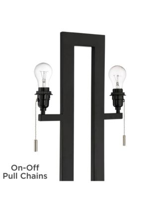 Neil 26" Rectangular Rustic Modern Table Lamps with USB Port And Pull Chain, Set of 2