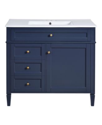 36" Bathroom Vanity with Top Sink, Single Sink Bathroom Storage Cabinet with 2 Drawers and Tip-Out Drawer