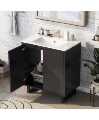 30" Bathroom Vanity Set with Sink, Bathroom Storage Cabinet with Solid Wood Frame