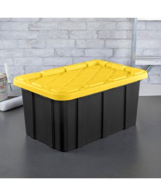 17 Gallon Industrial Stackable Storage Tote Lidded Containers, 6 Pack