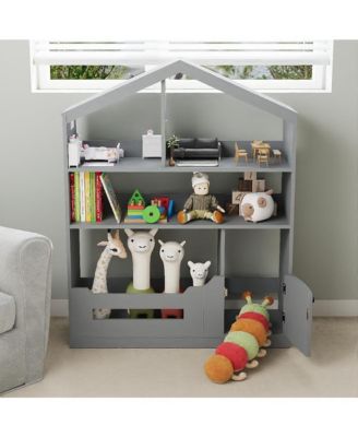 Kids Bookshelf and Toy Storage, Wooden Bookcase with Motion Sensor Light, Dollhouse Bookcase for Playroom, Bedroom, Nursery