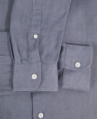 Men's Linen Cutaway Collar Regular Fit Shirt