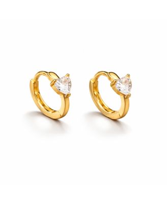 Rebl Jewelry Crystal Heart HoopEarrings - Gold