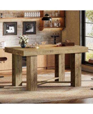 55" Farmhouse Bar Table, Rectangular Counter Height Table, Modern Wooden Home Bar Furniture