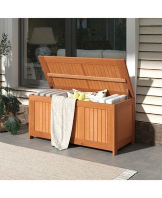 58-Gallon 3-in-1 Patio Solid Wood Deck Box with Flip-Top Lid