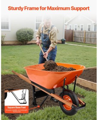 Wheelbarrow Cart, 6 Cu Ft, 330 lbs Capacity, Metal Handle, for Garden and Yard