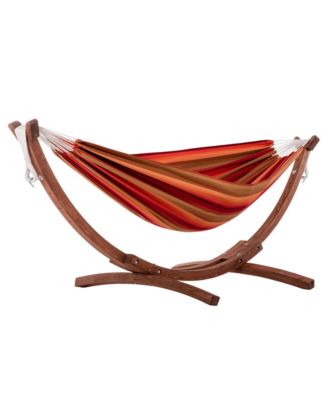Double Cotton Hammock, Comfortable Daybed with Wood Frame, 8 Sunset