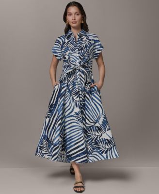 Women's Short-Sleeve Button-Front Shirt-Dress