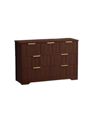 Modern Fluted Wood Dresser with 7 Drawers for Bedroom Storage