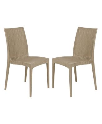 Hickory Set of 2 Stackable Indoor/Outdoor Dining Chairs in Resin Wicker and Polypropylene, Lightweight and Durable