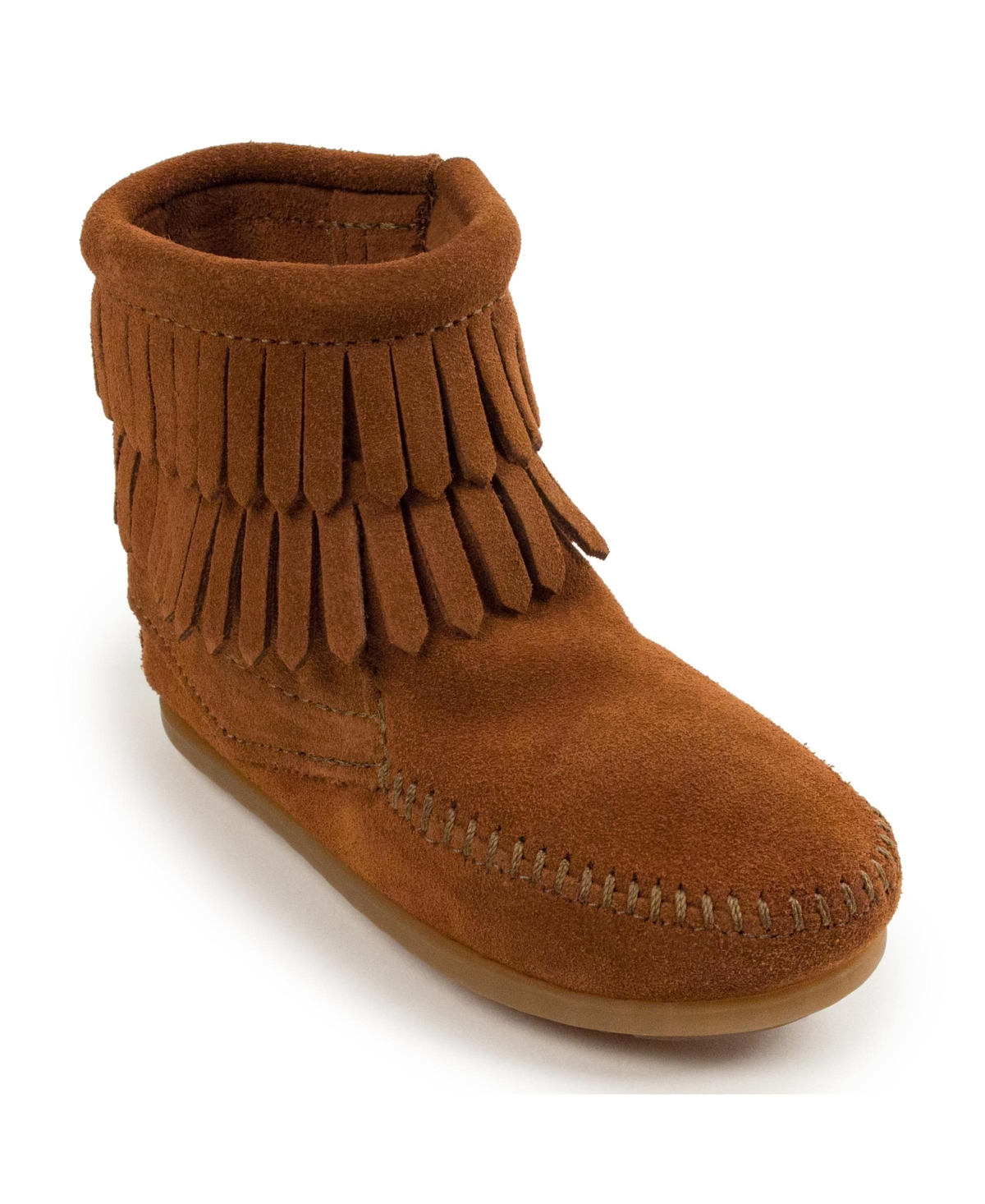Minnetonka Little Girls Kids' Suede Double Fringe Side Zip Boots