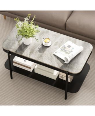 2 Tier Coffee Table Rectangular Sintered Stone Top