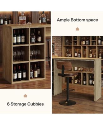 70.9-Inch Bar Table with 6 Cubbies Storage, Narrow Long Counter Height Pub Table, Rectangular Farmhouse High Top Home Bar Unit