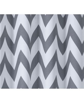 2 Piece Gray Chevron Room Darkening Grommet Top Window Curtain Panels For Short Windows