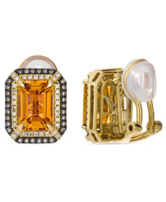 Deep Sea Blue Topaz (5 ct. t.w.) & Diamond (5/8 ct. t.w.) Post/Clip-On Convertible Button Earrings in 14k Rose Gold